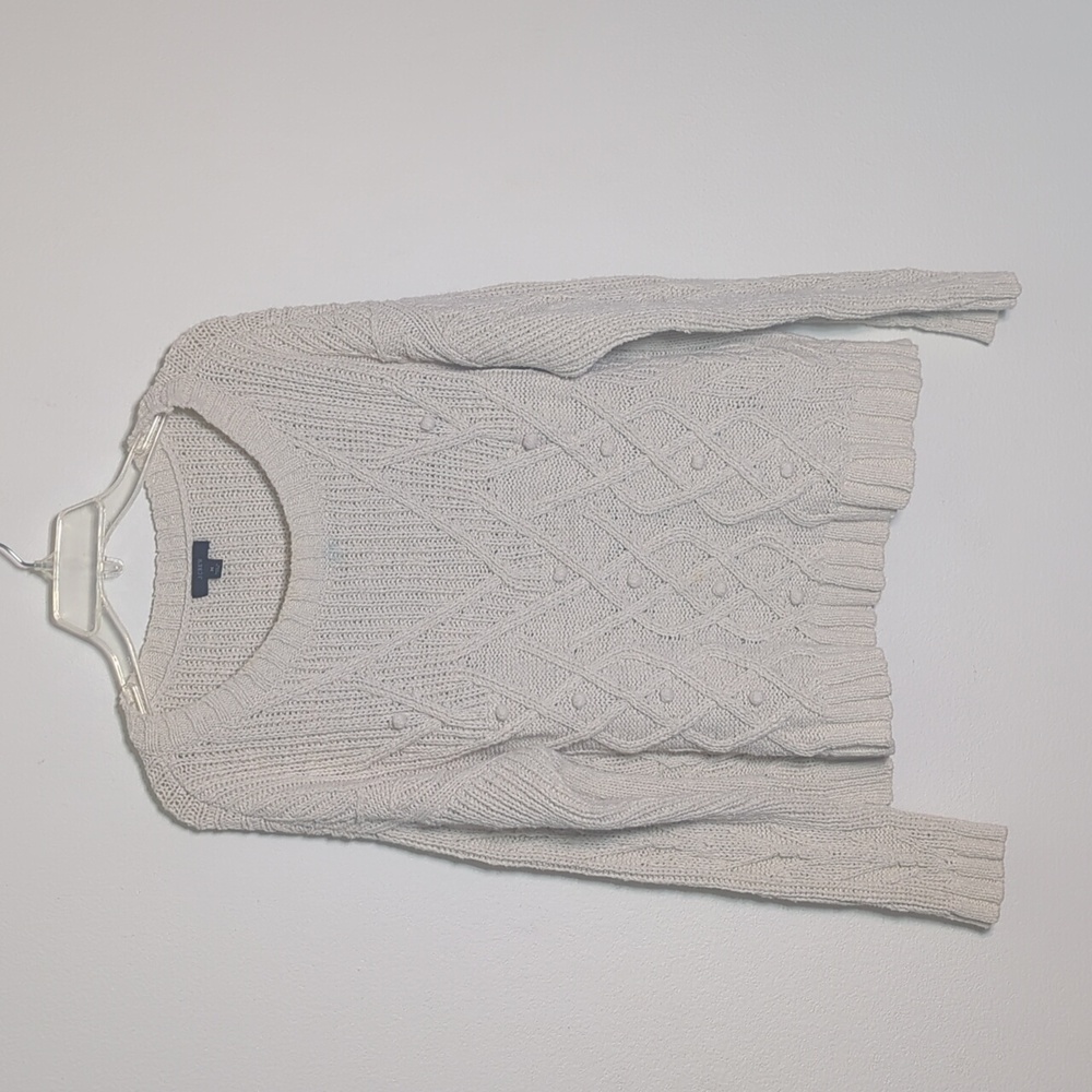 J Crew Womens Sweater Fisherman Knot Gilmore Girl Cottagecore Coastal Medium - Picture 2 of 11